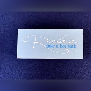 Relax Take a Hot Bath Wood Sign Teal Bathroom Decor Farmhouse Spa Style GOOD